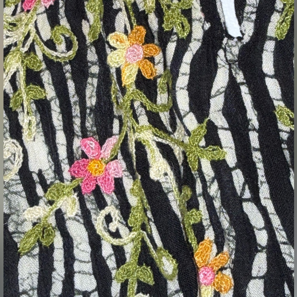 Raga Maxi Dress Medium Black Ivory Tiered Boho Halter Embroidered  100% Viscose - Picture 10 of 12
